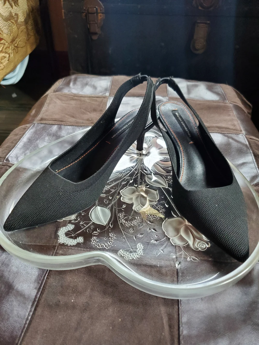 French Connection- Black Slingback Pointed-Toe Heels - Women's Dress Pumps
